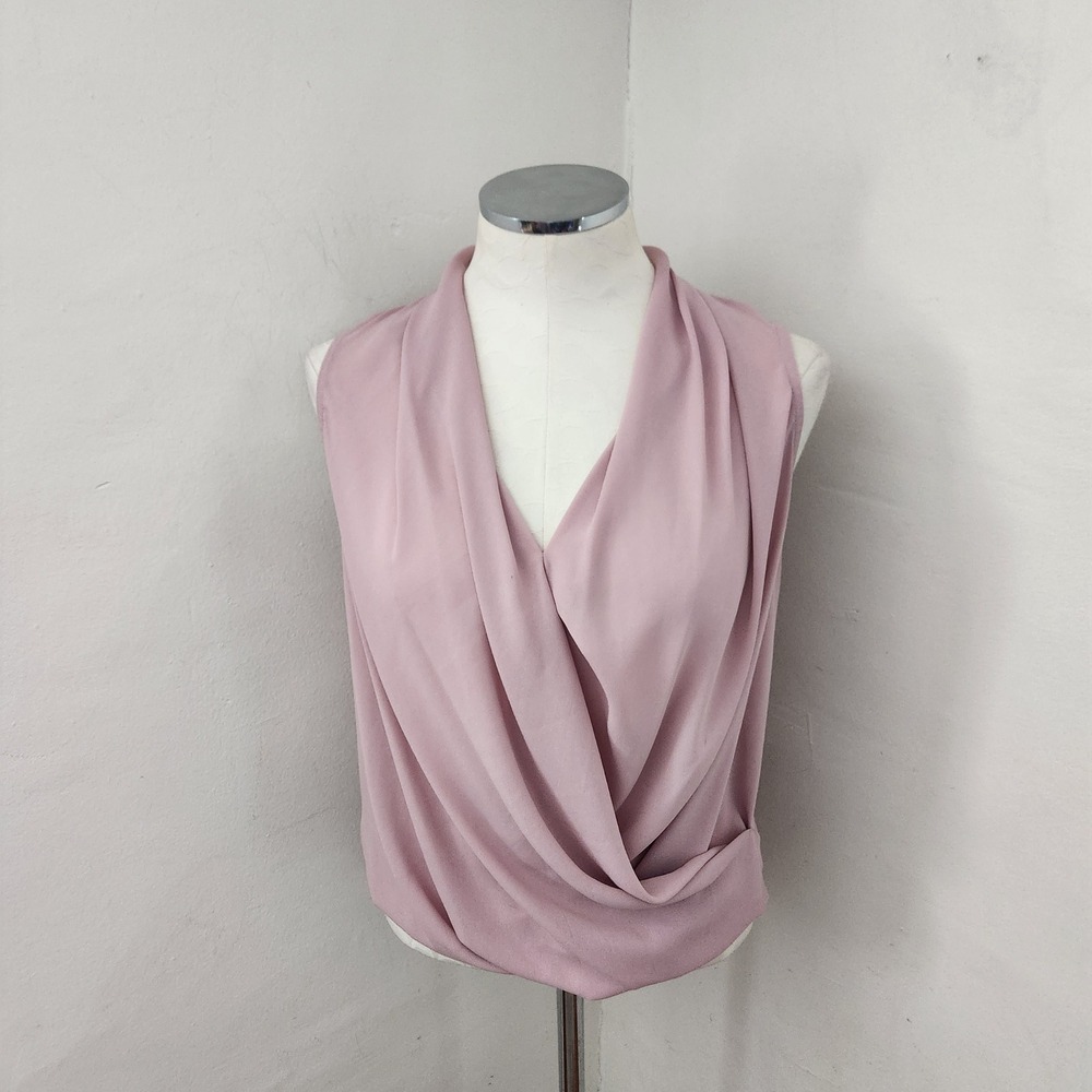 chachavente Women's Pink Sleeveless Lace Back Cowl Neck Blouse‎ PS